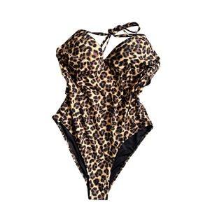 Victorias Secret Swimsuit One Piece Leopard Print Gold Hardware XS S Petite‎